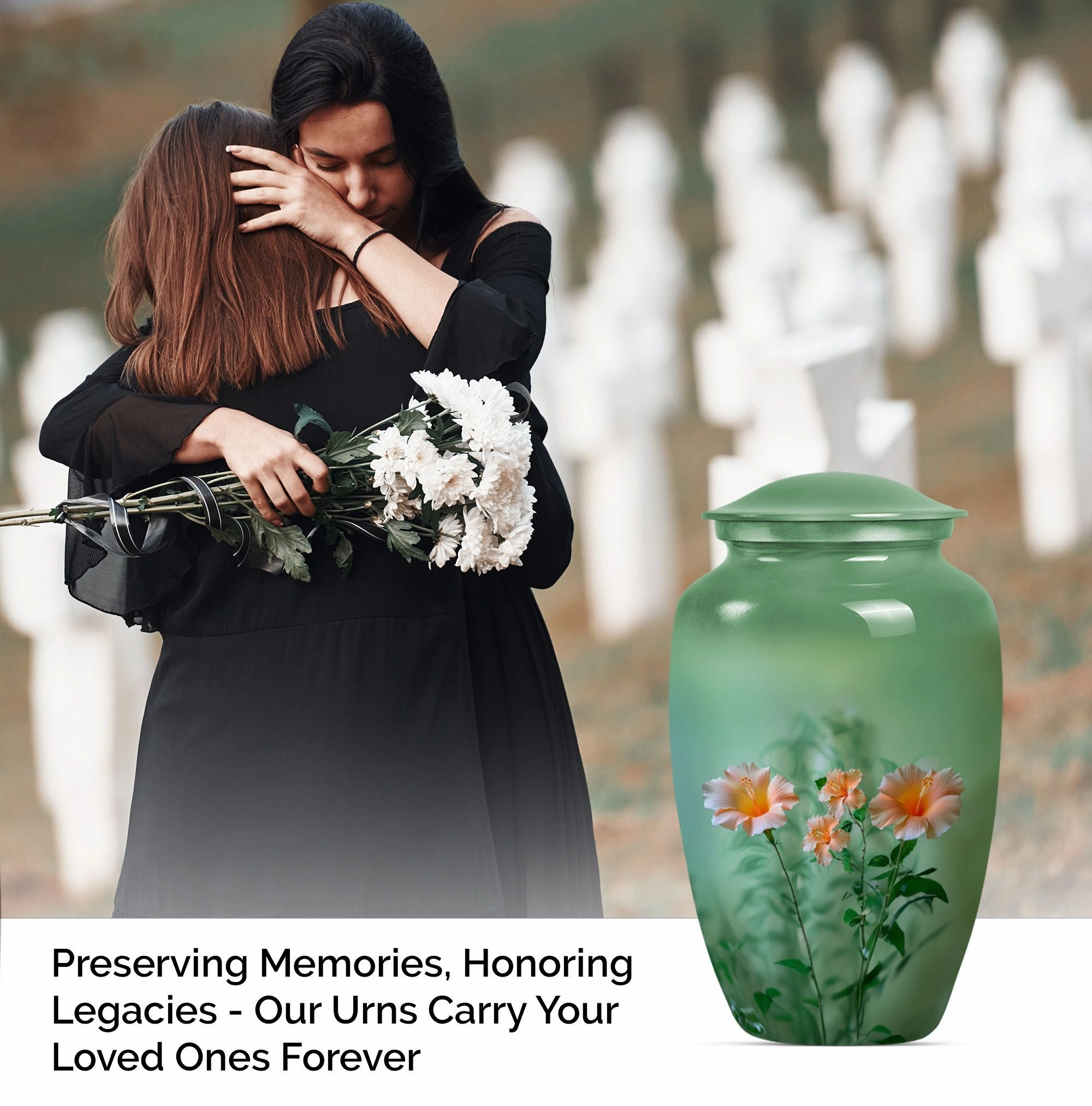 Classic Flowers Urn: Cremation Urn for Men Ashes