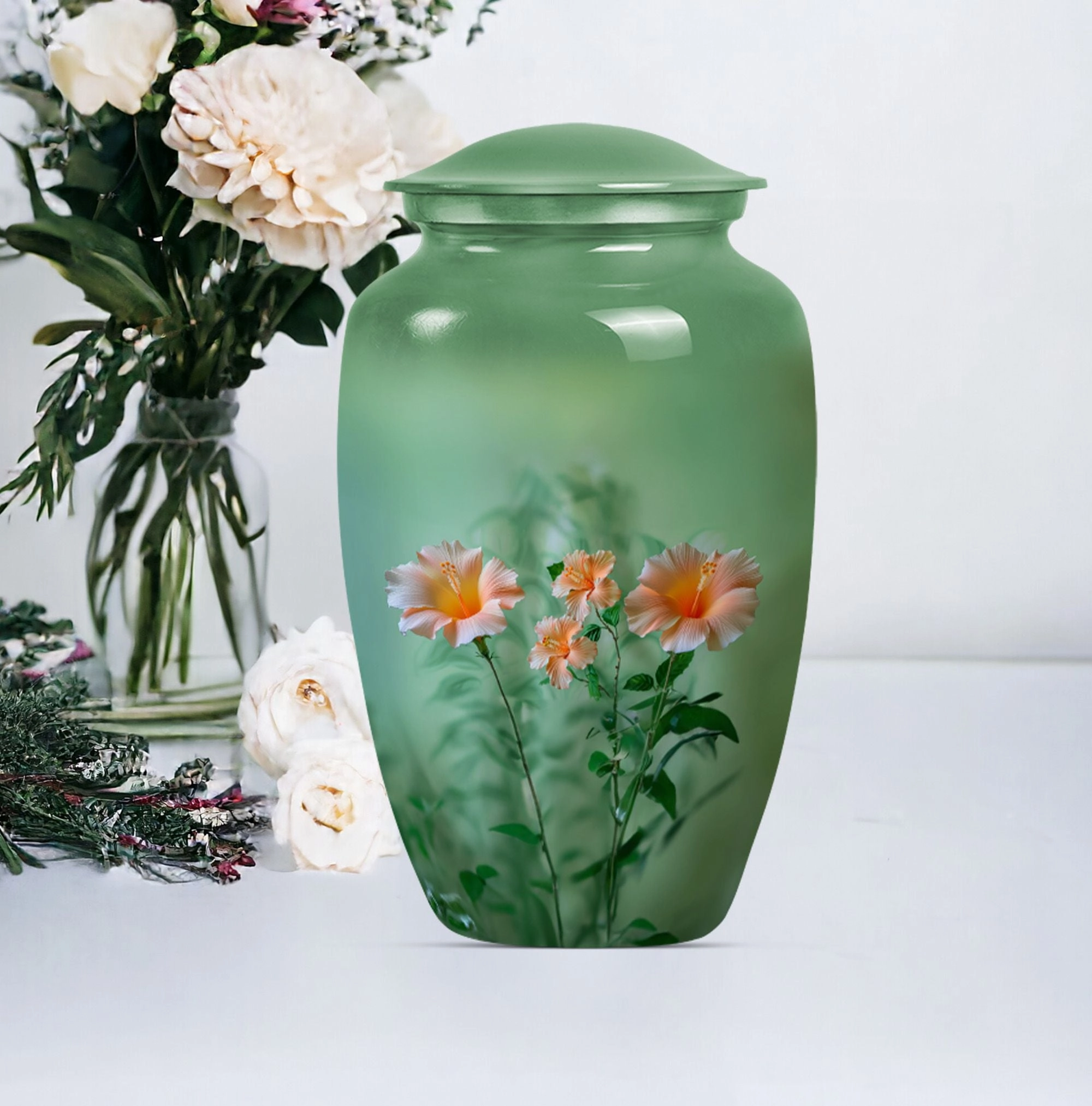 Classic Flowers Urn: Cremation Urn for Men Ashes