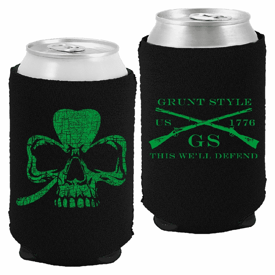 Clover Skull Beer Sock® Insulator - Black