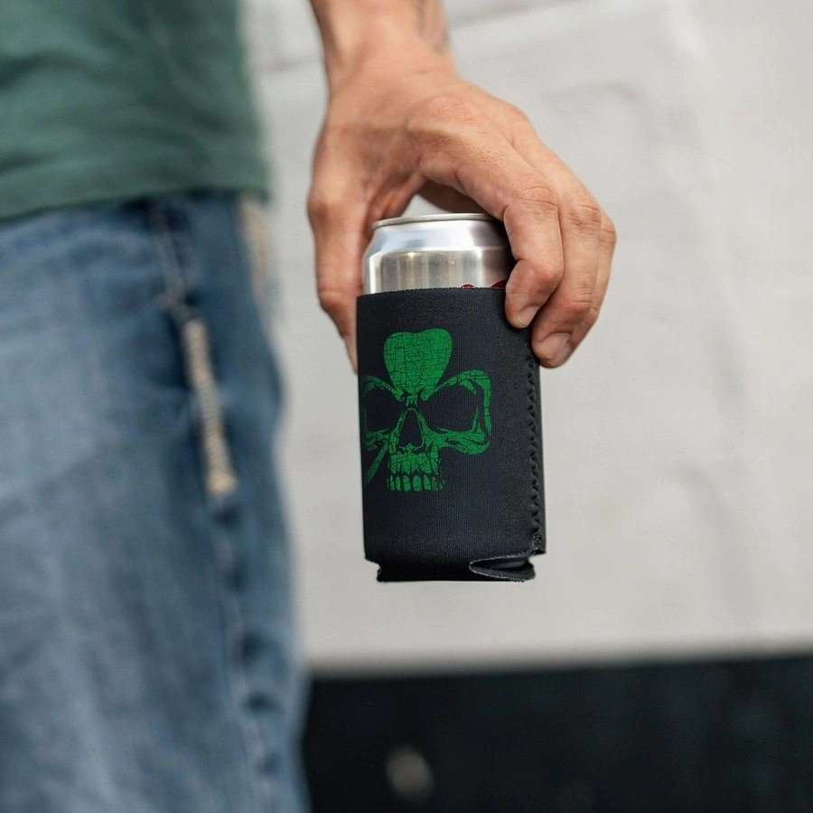 Clover Skull Beer Sock® Insulator - Black
