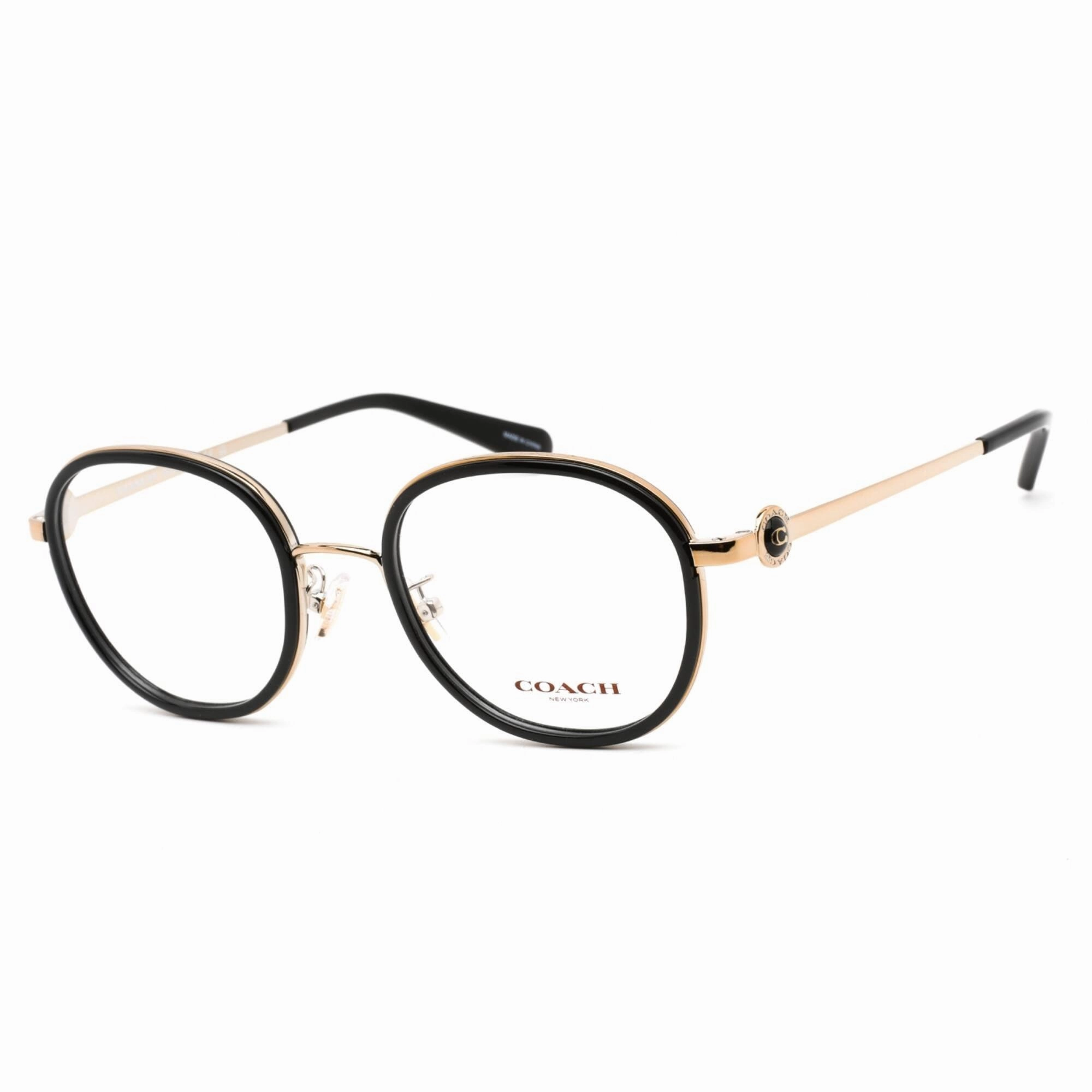 Coach Women's Eyeglasses - Clear Demo Lens Black/Gold Metal Round Frame | 0HC5129 5002