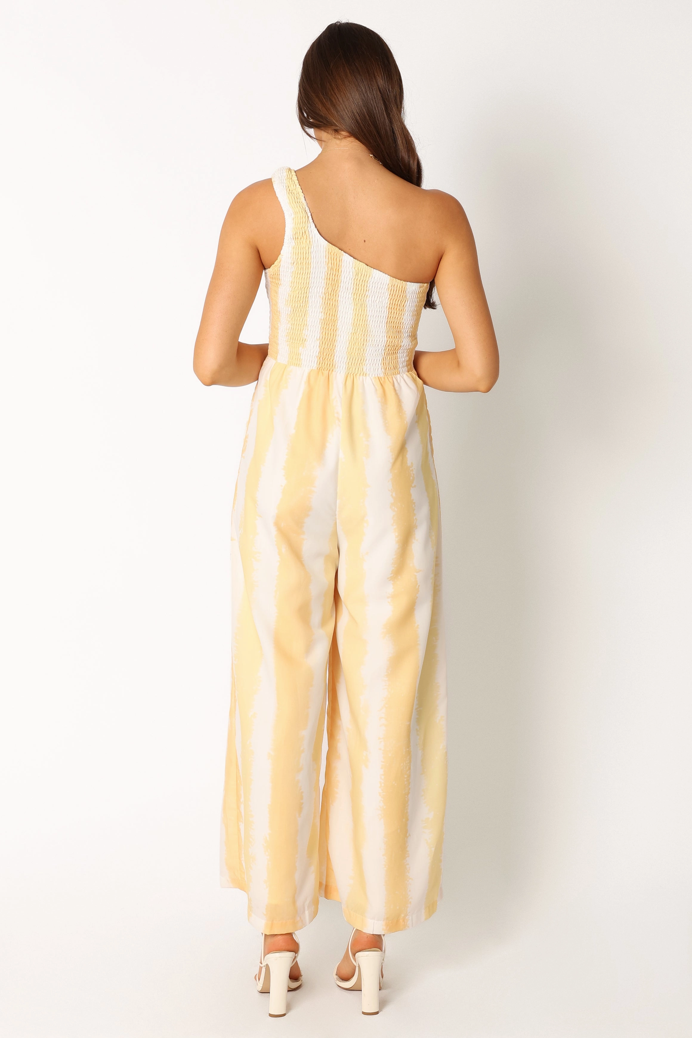 Coco One Shoulder Jumpsuit - Yellow Stripe
