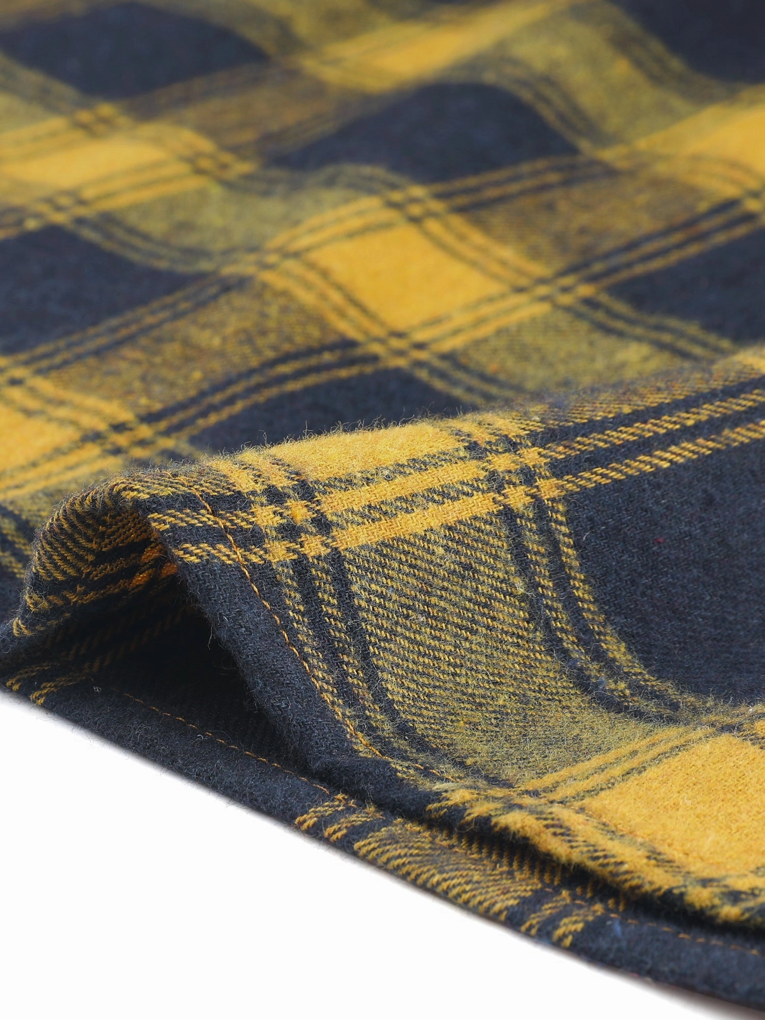 Contrast Turndown Collar Button Back Check Plaid Work Shirt