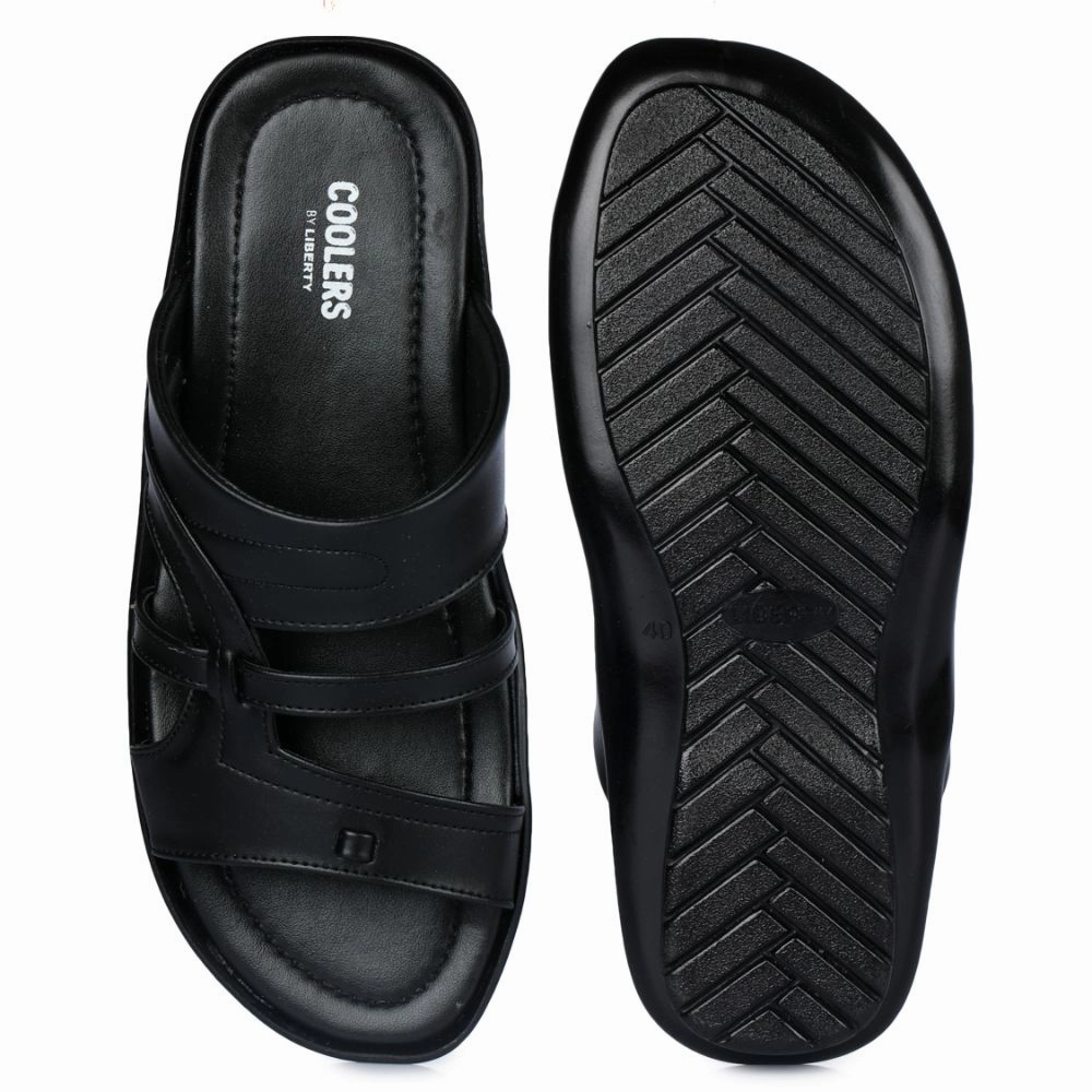 Coolers Casual Black Slippers For Men COOL99-1 By Liberty