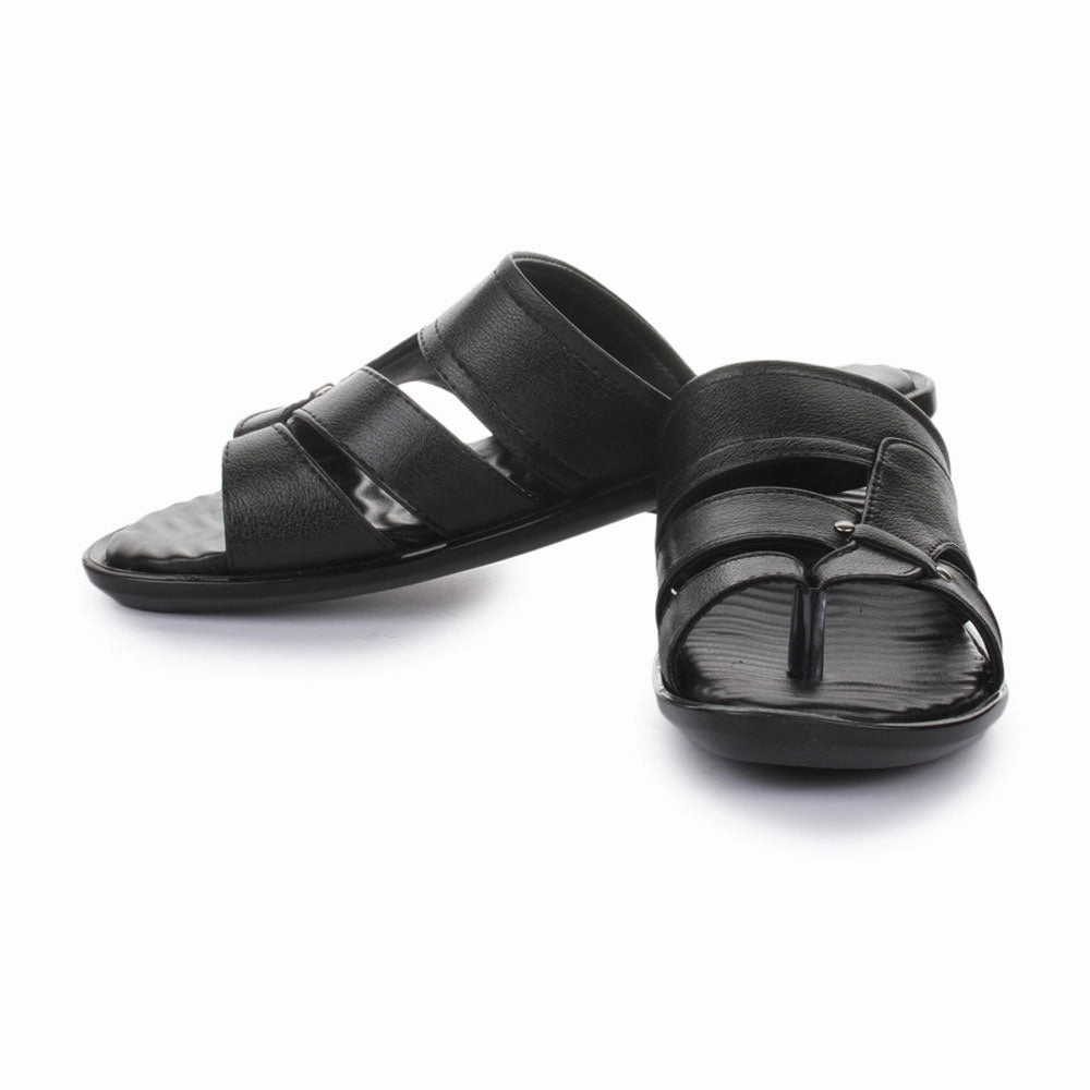 Coolers Casual Black Slippers For Men TRL-113 By Liberty