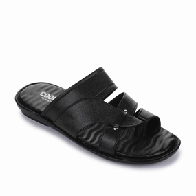 Coolers Casual Black Slippers For Men TRL-113 By Liberty