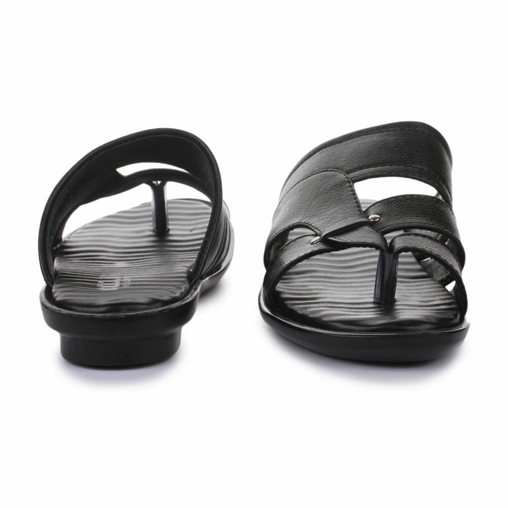 Coolers Casual Black Slippers For Men TRL-113 By Liberty