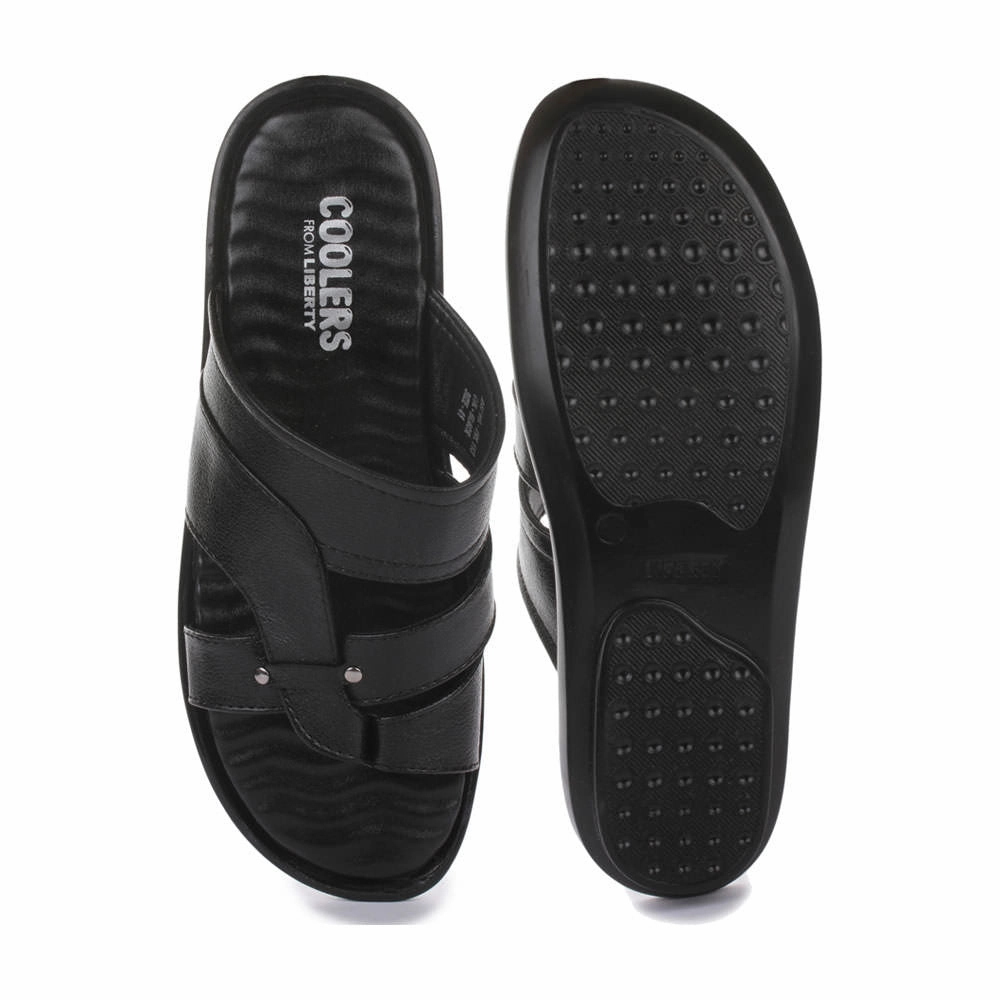 Coolers Casual Black Slippers For Men TRL-113 By Liberty