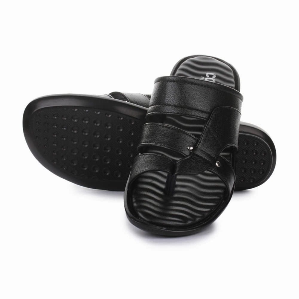 Coolers Casual Black Slippers For Men TRL-113 By Liberty