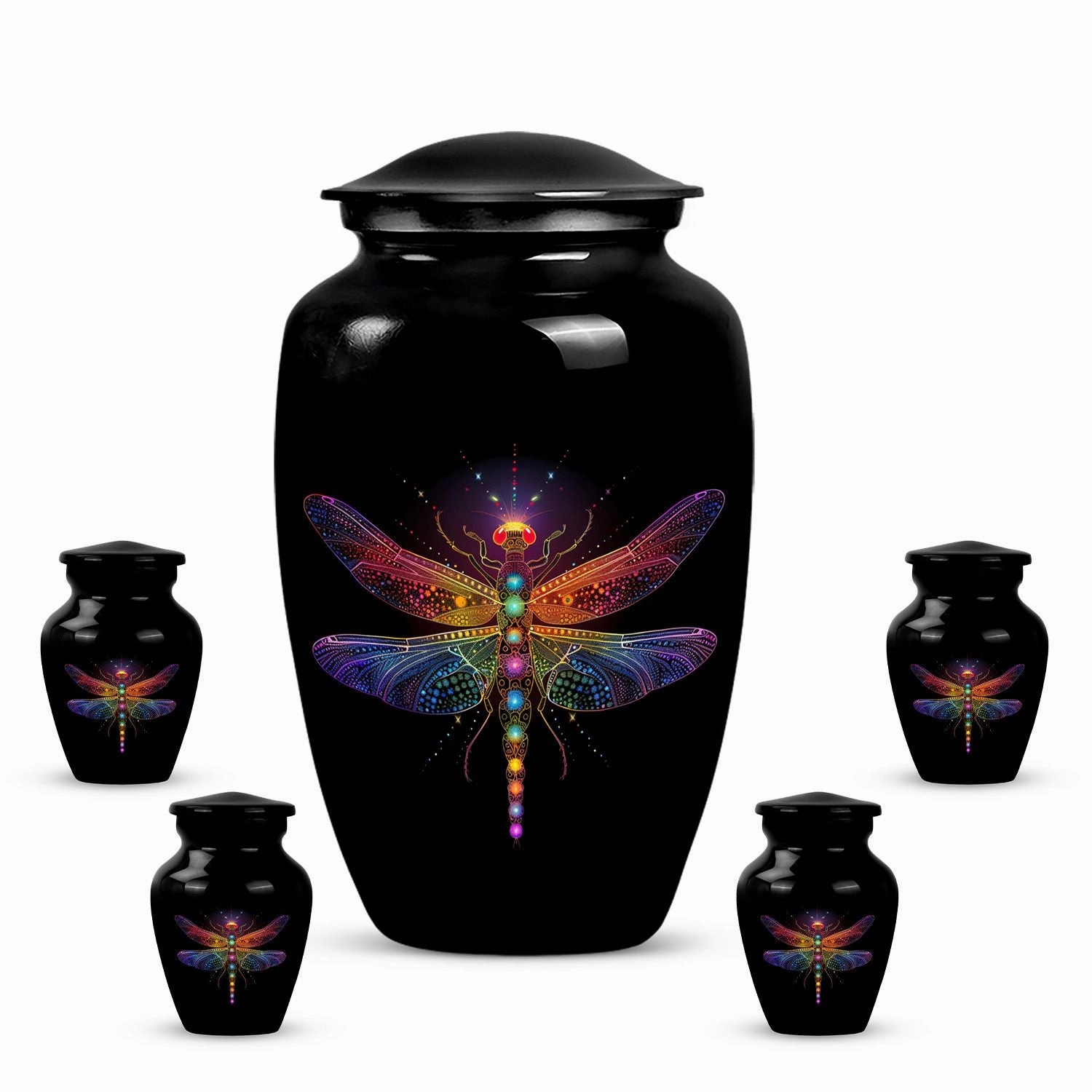 Cosmic Dragonfly Serenity: Majestic Cremation Urn for Men