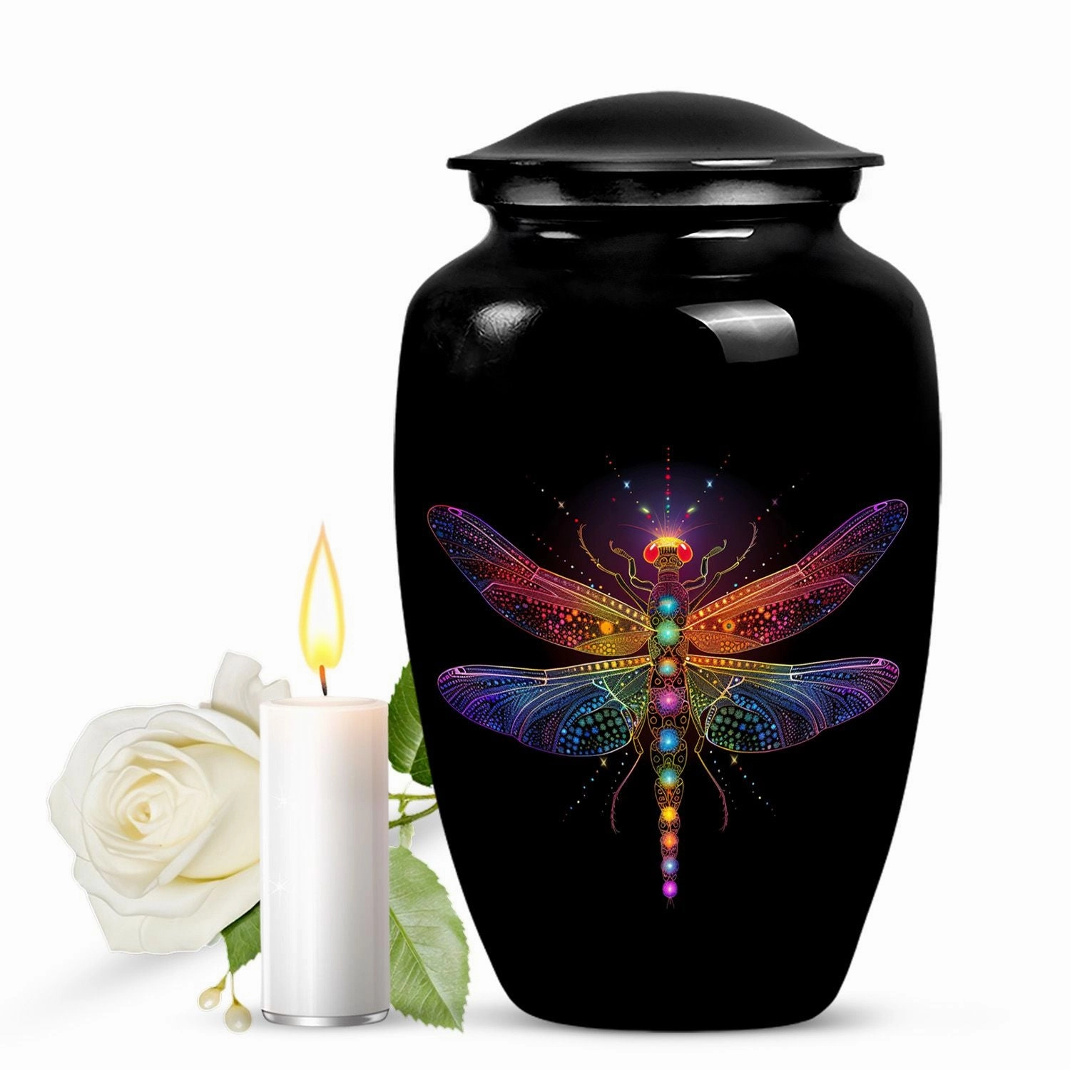 Cosmic Dragonfly Serenity: Majestic Cremation Urn for Men