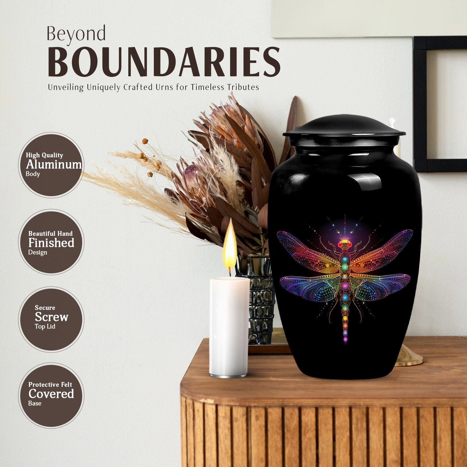 Cosmic Dragonfly Serenity: Majestic Cremation Urn for Men