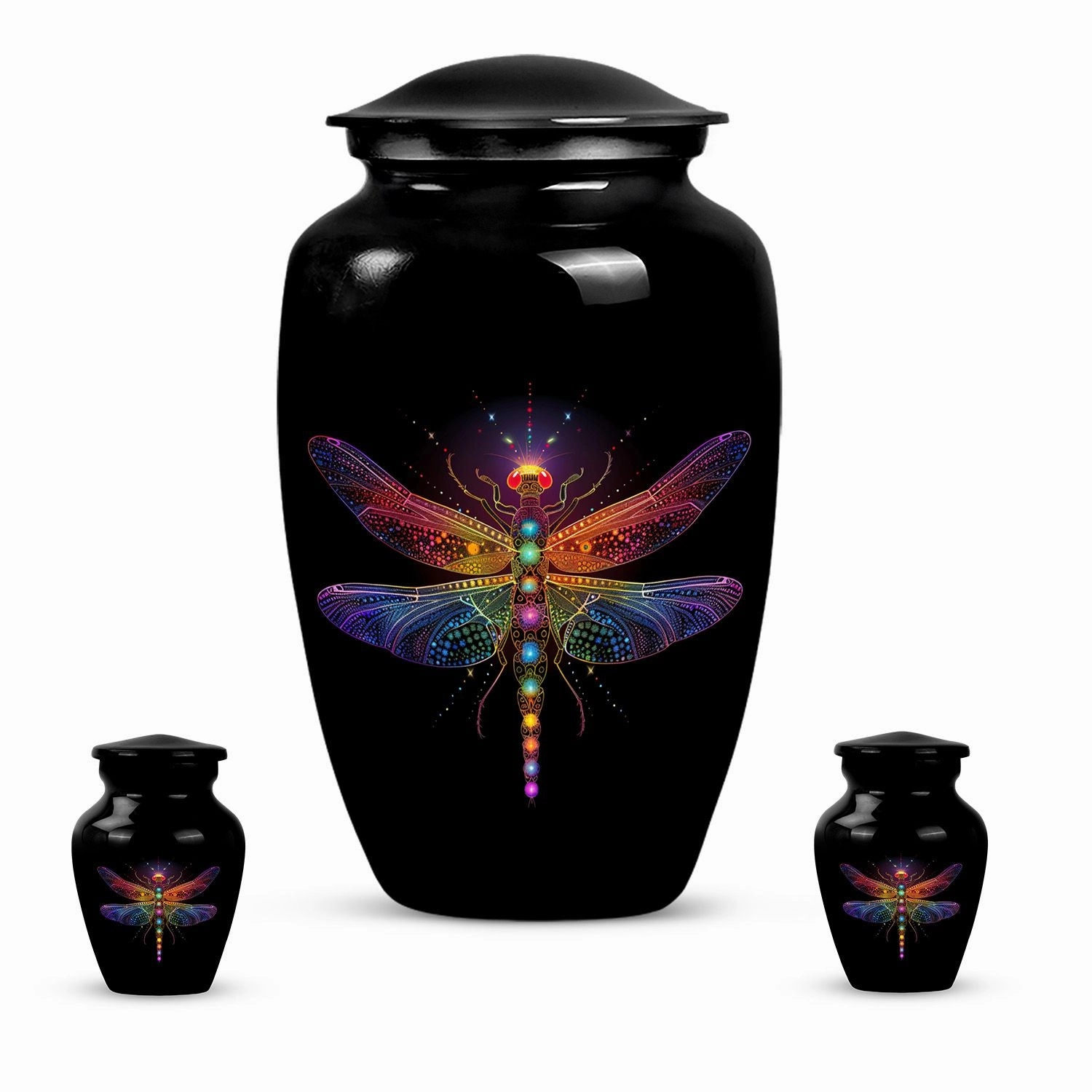 Cosmic Dragonfly Serenity: Majestic Cremation Urn for Men