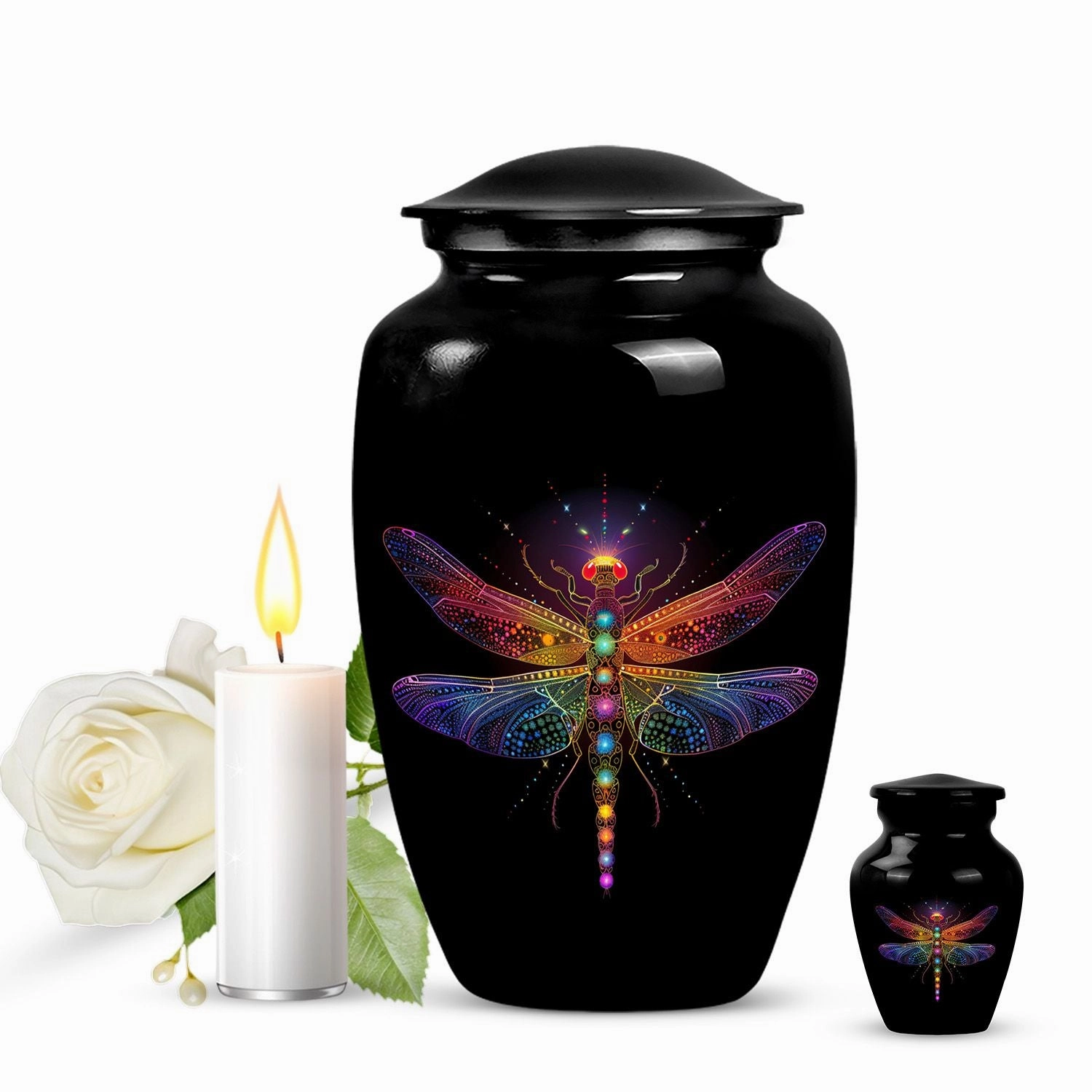 Cosmic Dragonfly Serenity: Majestic Cremation Urn for Men