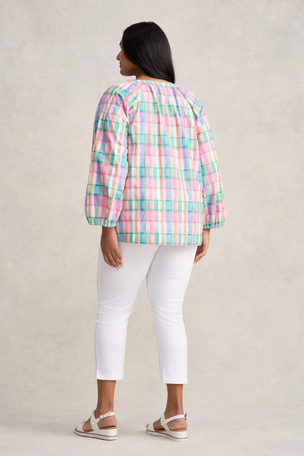 Cotton Check Top - Multi Check Jacquard