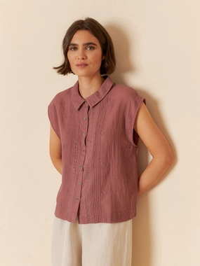 Cotton Embroidered S Bk225 Malva