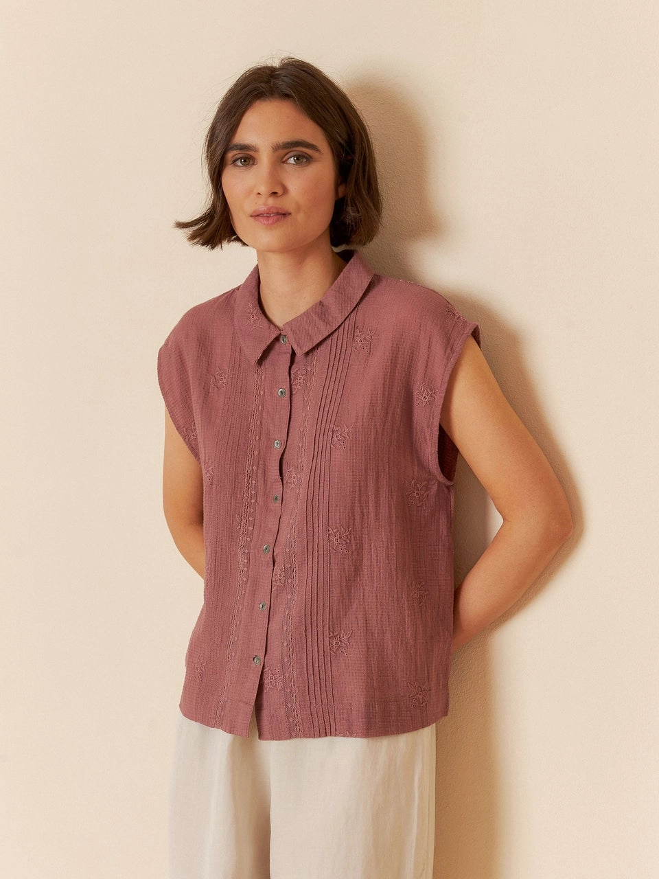 Cotton Embroidered S Bk225 Malva