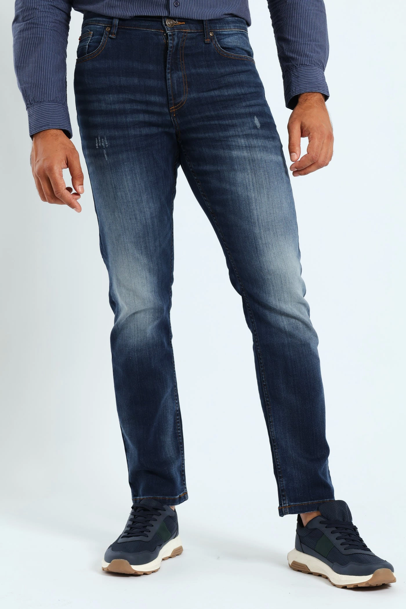 Crease Tint Slim Denim - Dark Blue