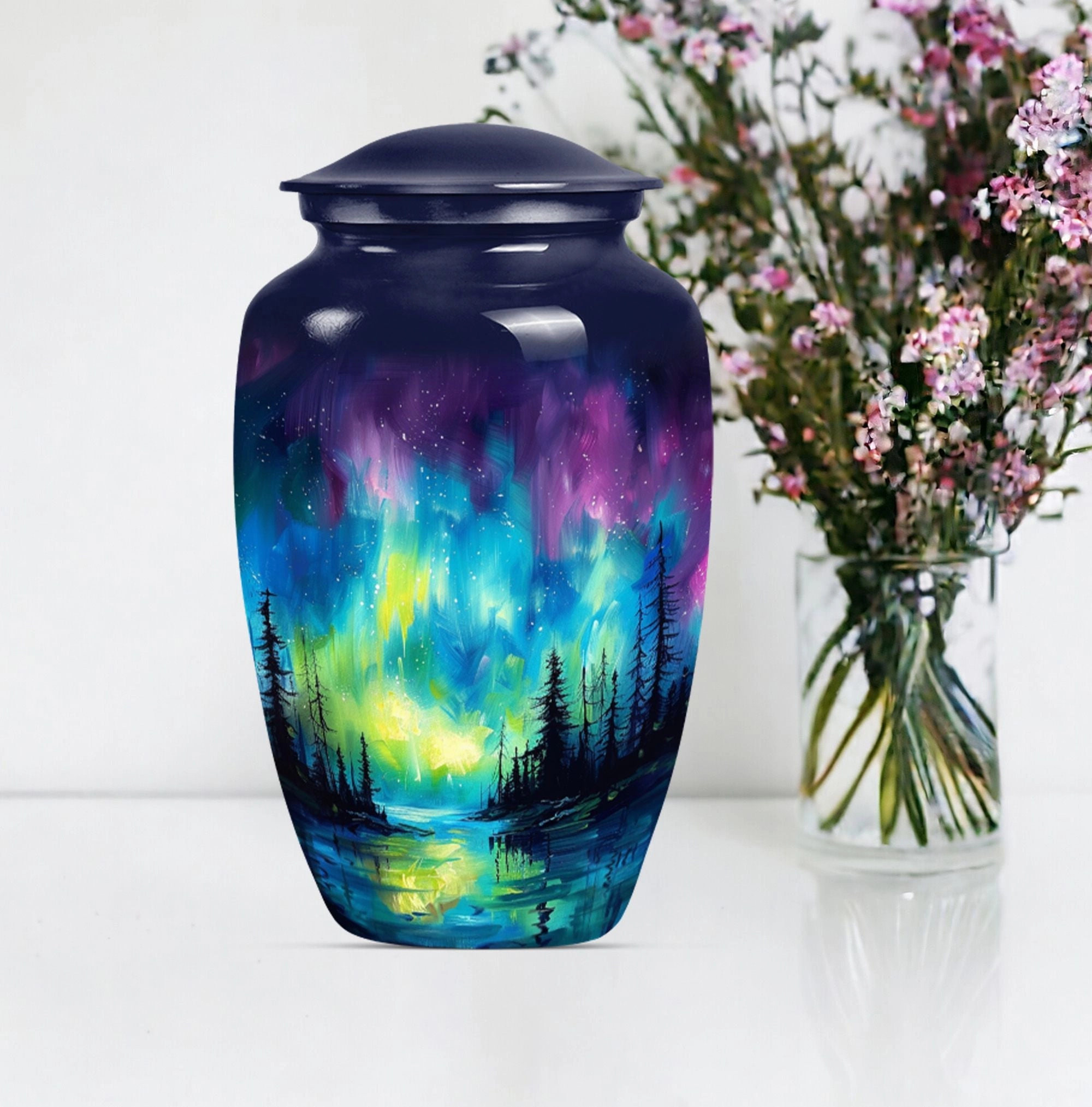 Cremation Keepsake with Purple Meadow Theme