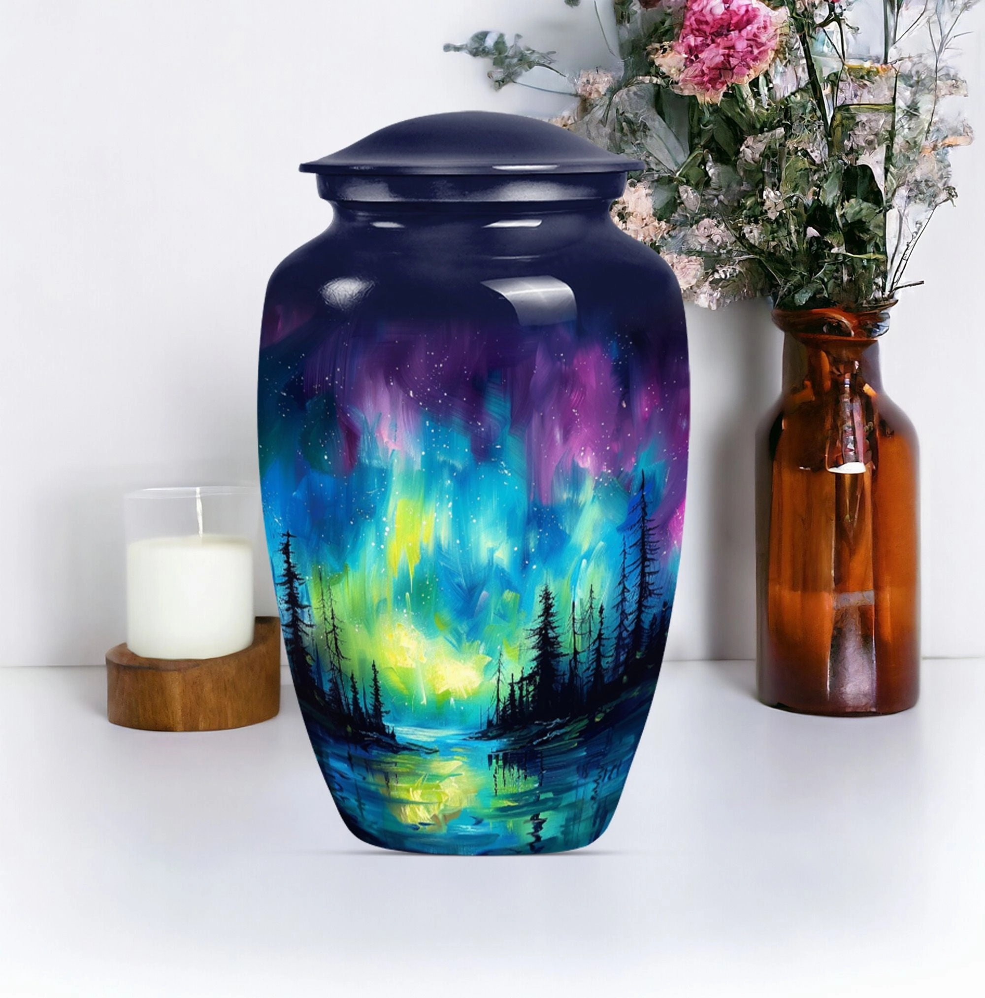 Cremation Keepsake with Purple Meadow Theme