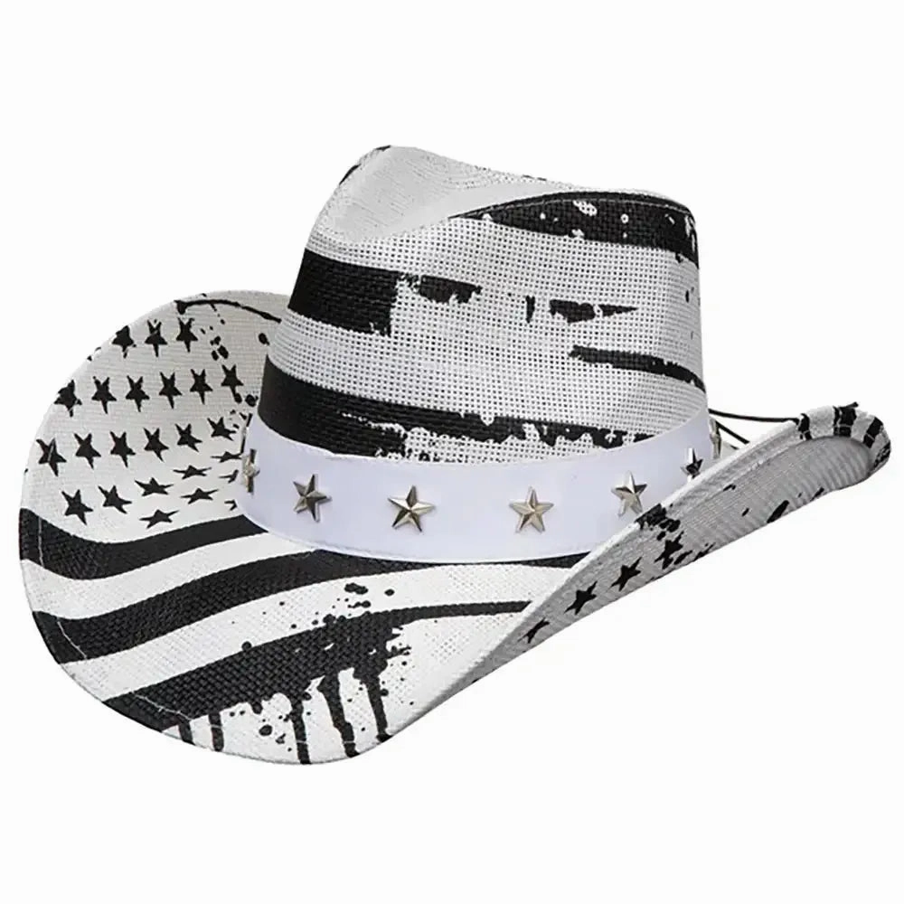 Deadwood Trading One Nation - American Flag Shapeable Straw Cowboy Hat