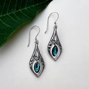 Dewdrop Abalone Earrings - Sterling Silver, Indonesia