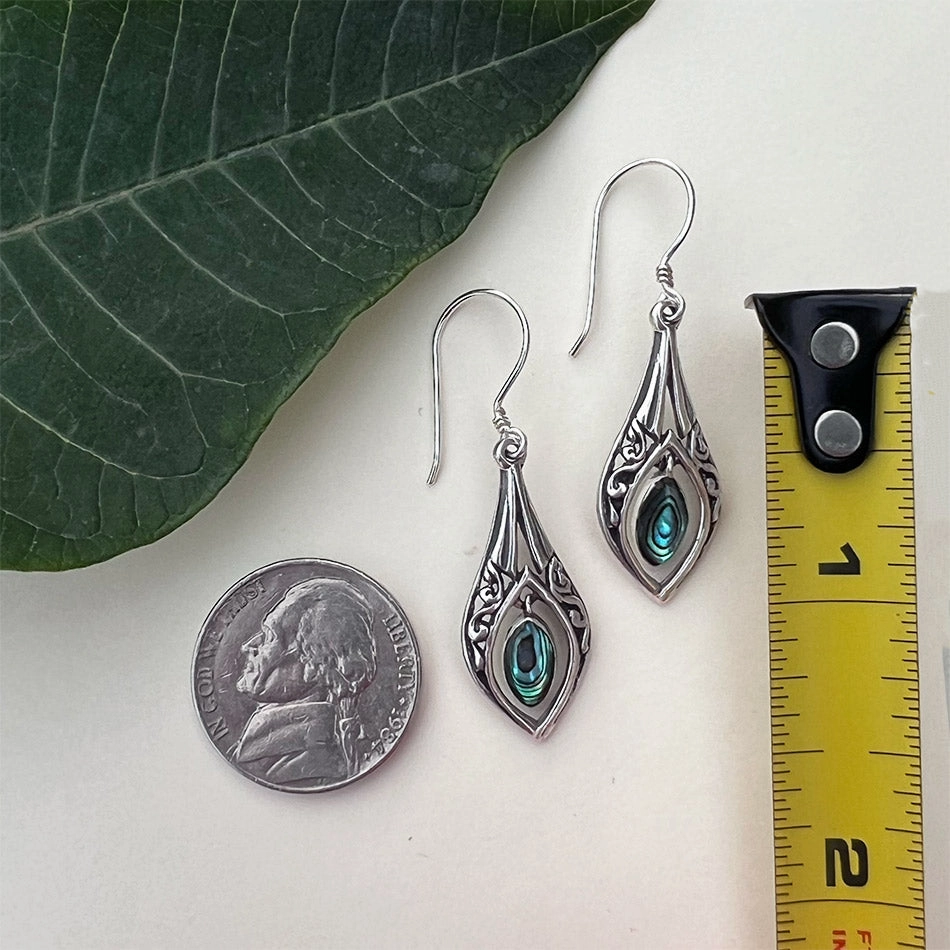 Dewdrop Abalone Earrings - Sterling Silver, Indonesia