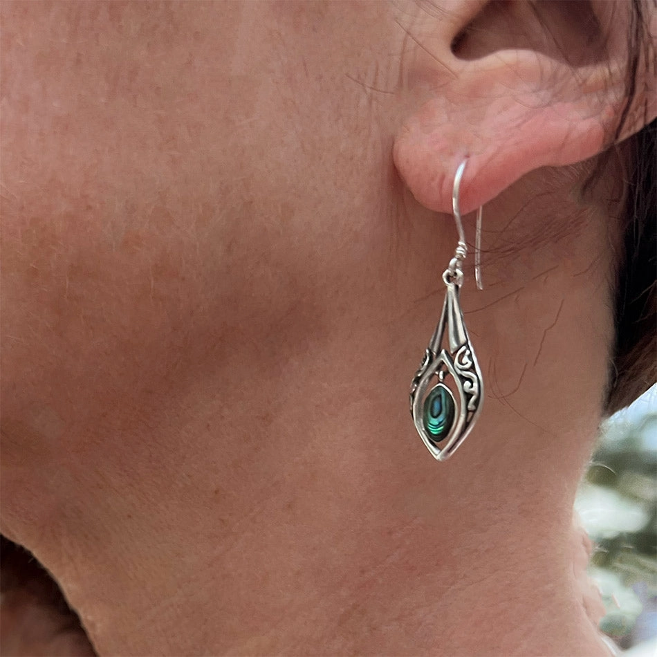 Dewdrop Abalone Earrings - Sterling Silver, Indonesia