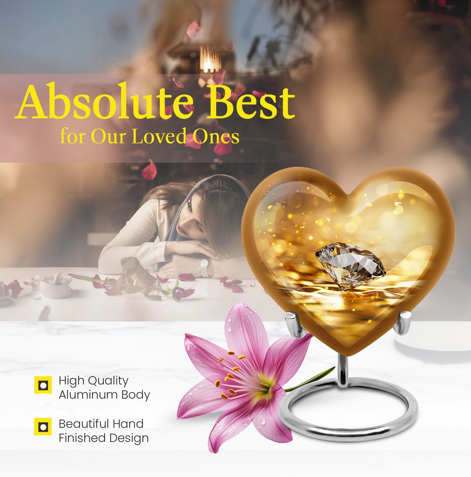Diamond Cremation Tribute: Memorial Urn for Men in Abstract Theme