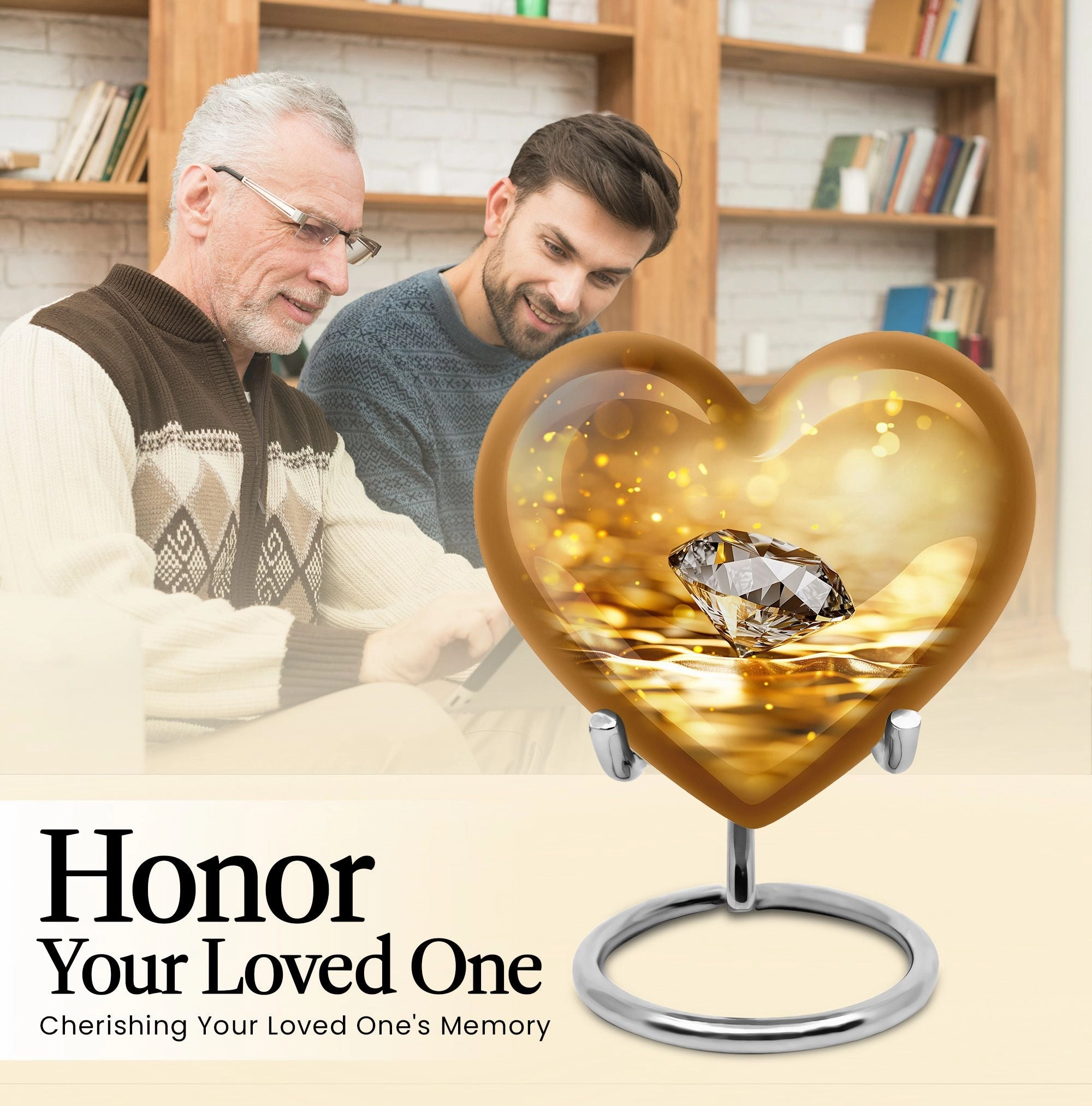 Diamond Cremation Tribute: Memorial Urn for Men in Abstract Theme