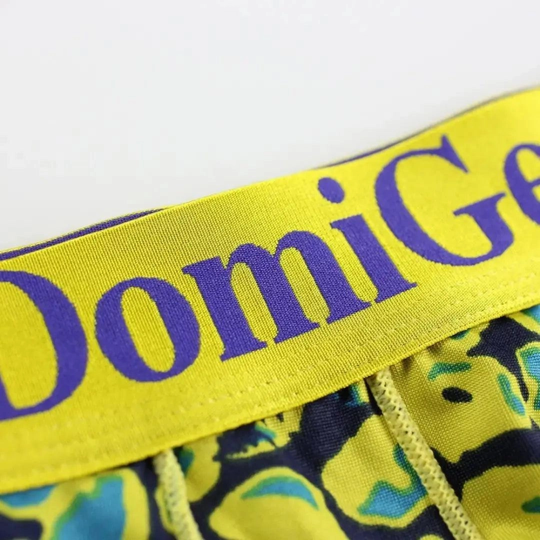 DomiGe Men's Low-Rise Leopard Trunks Stretchy Underwear with Gold Waistband