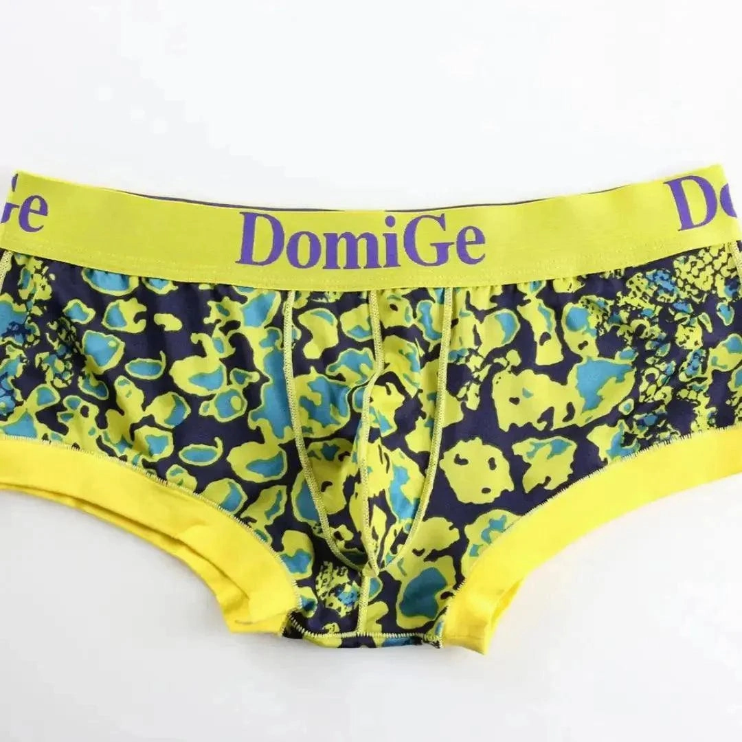 DomiGe Men's Low-Rise Leopard Trunks Stretchy Underwear with Gold Waistband