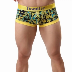 DomiGe Men's Low-Rise Leopard Trunks Stretchy Underwear with Gold Waistband