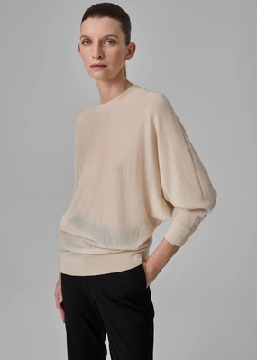 Draped Knit Top in Fine Cashmere  - Pink
