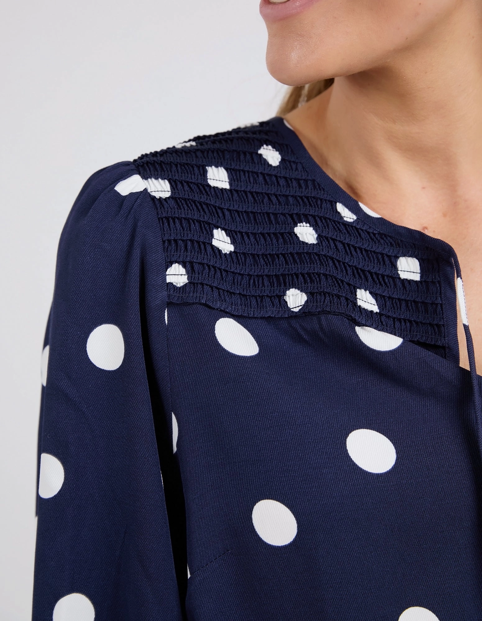 Elm Dotti Blouse Navy Spot Print