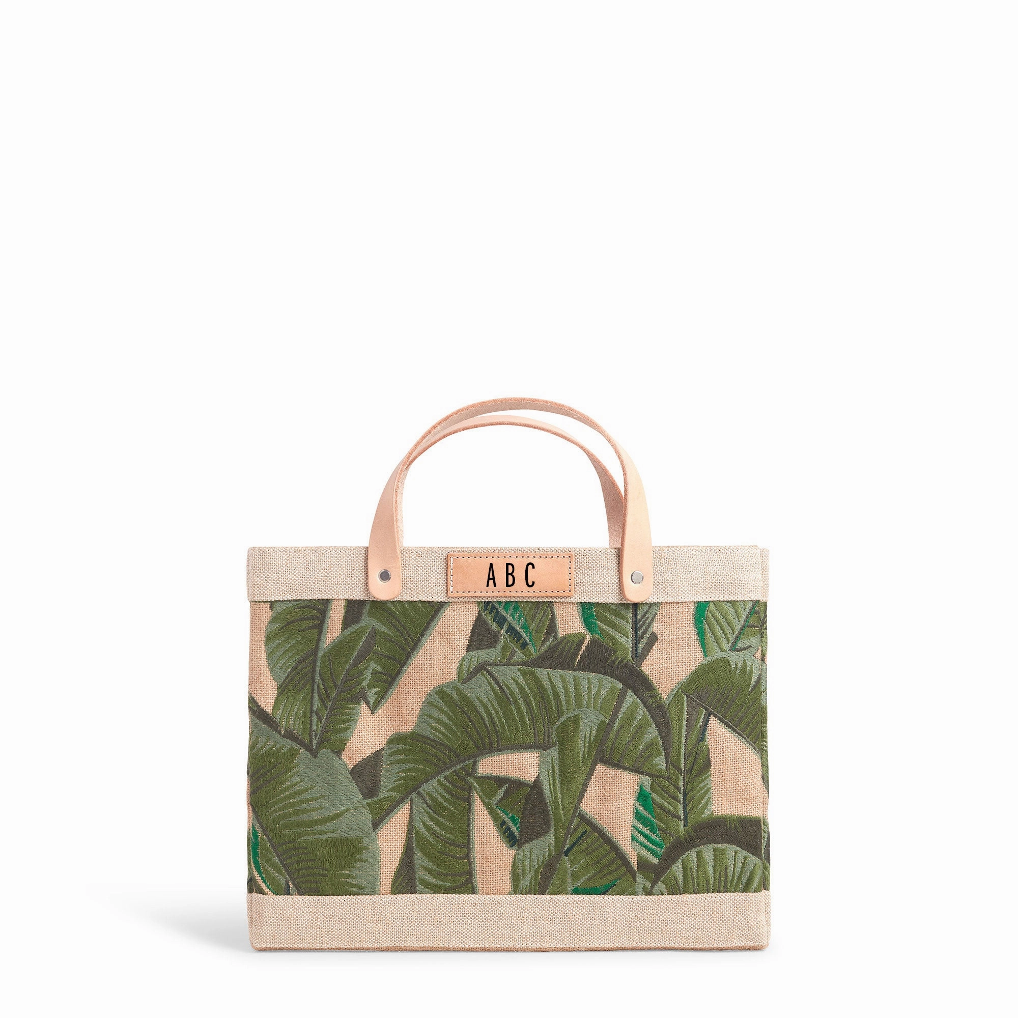 Embroidered Palm Leaf Petite Market Bag Blank