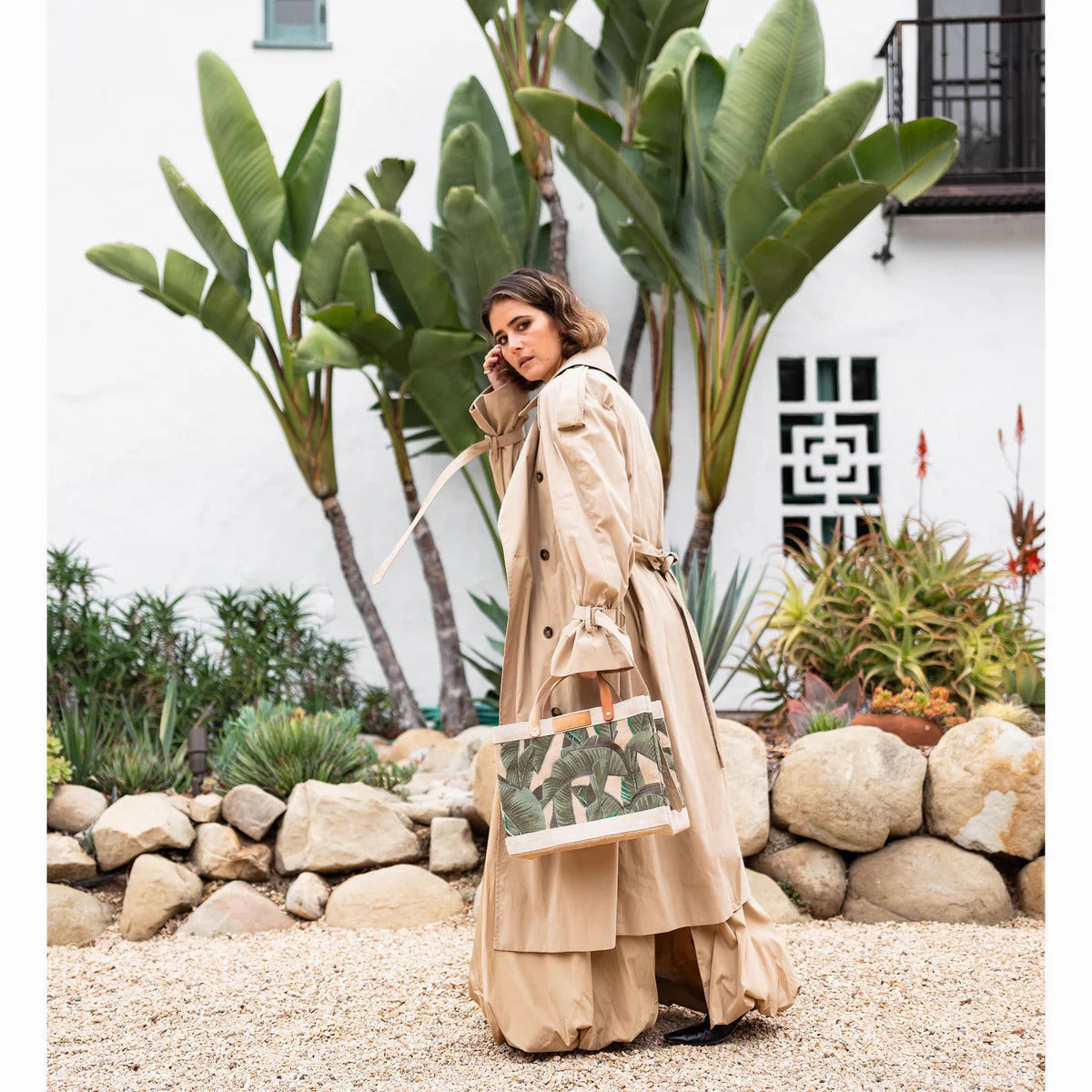 Embroidered Palm Leaf Petite Market Bag Blank