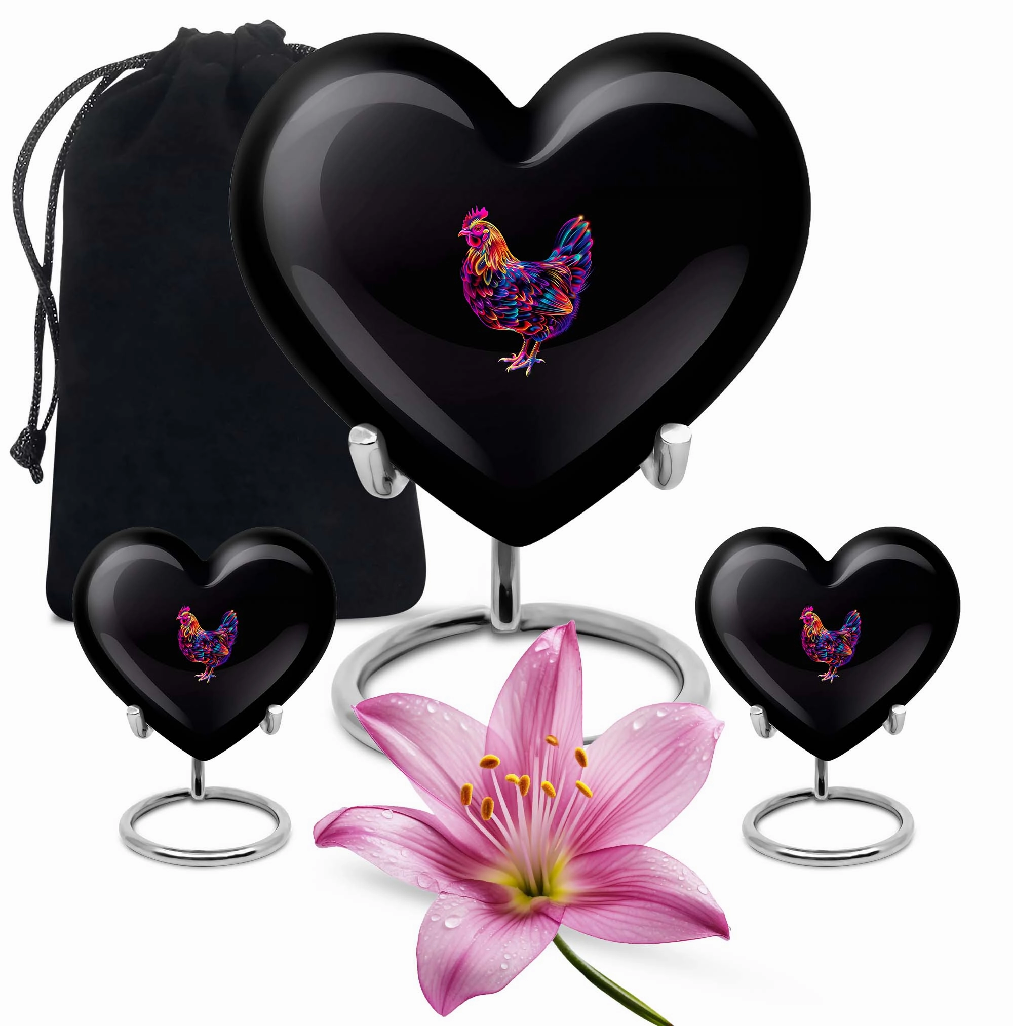 Eternal Harmony Chicken Heart Engravable Memorial Urn for Ashes