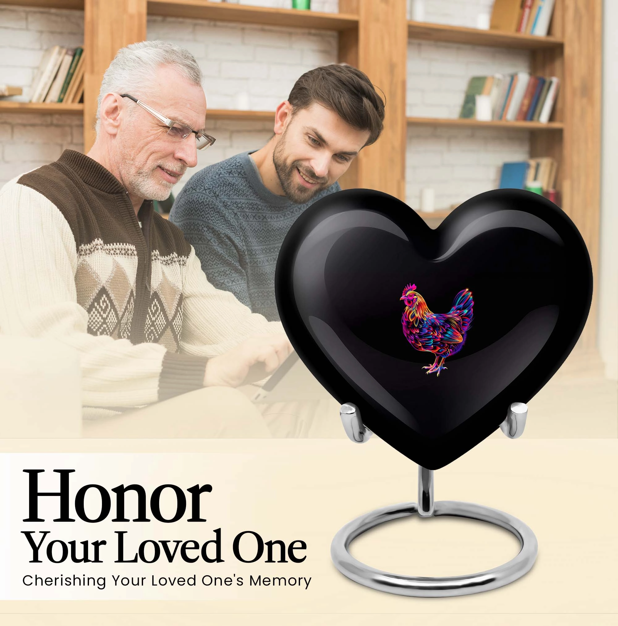 Eternal Harmony Chicken Heart Engravable Memorial Urn for Ashes