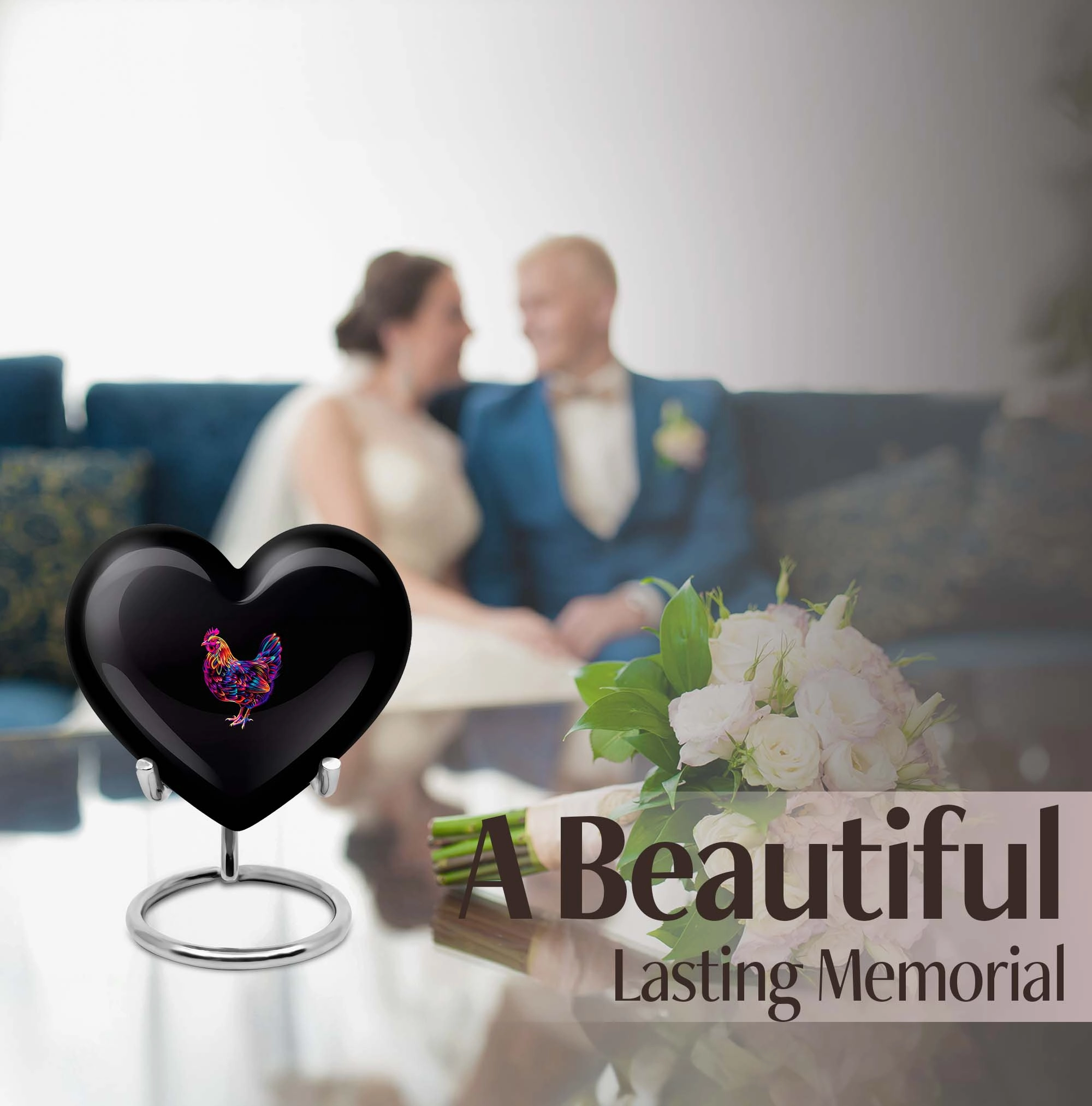 Eternal Harmony Chicken Heart Engravable Memorial Urn for Ashes
