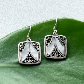 Fair And Square Mother-Of-Pearl Earrings - Sterling Silver, Indonesia