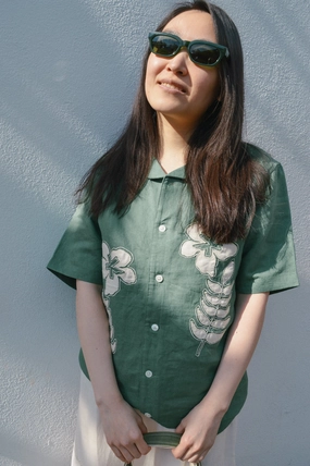 Far Afield Stachio Floral Tropical Green Shirt