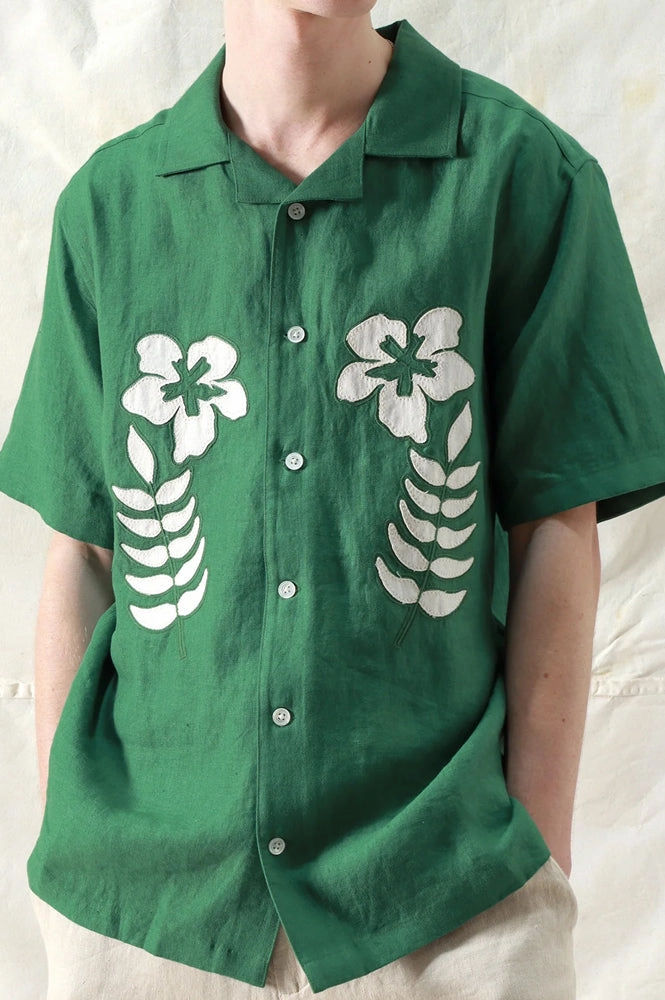 Far Afield Stachio Floral Tropical Green Shirt