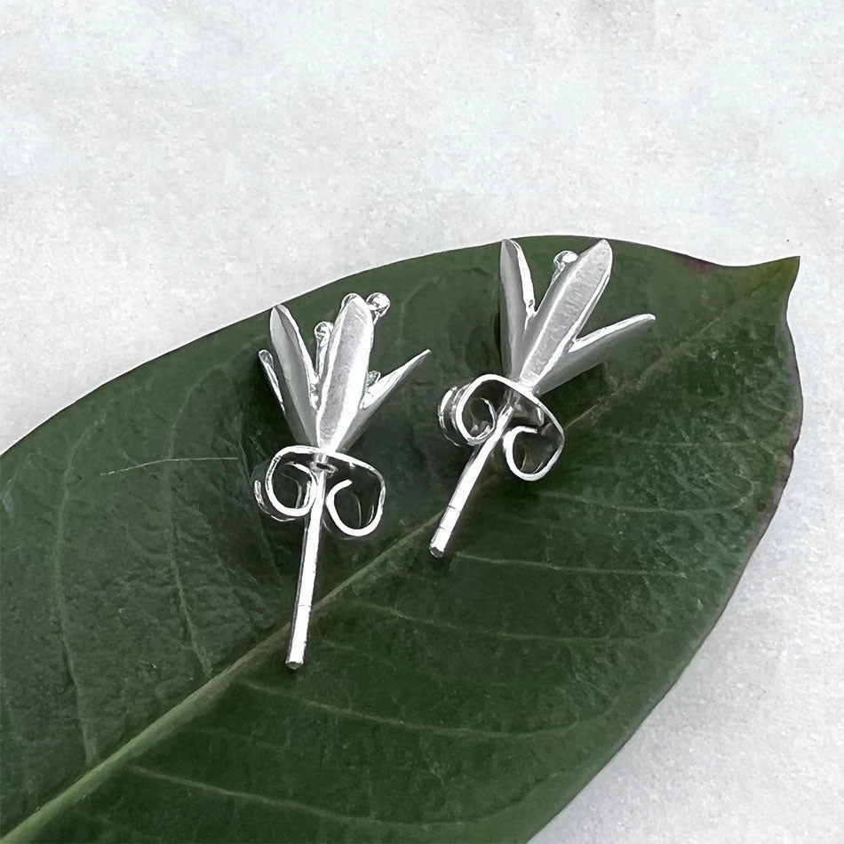 Flower Bud Studs - Sterling Silver, Indonesia