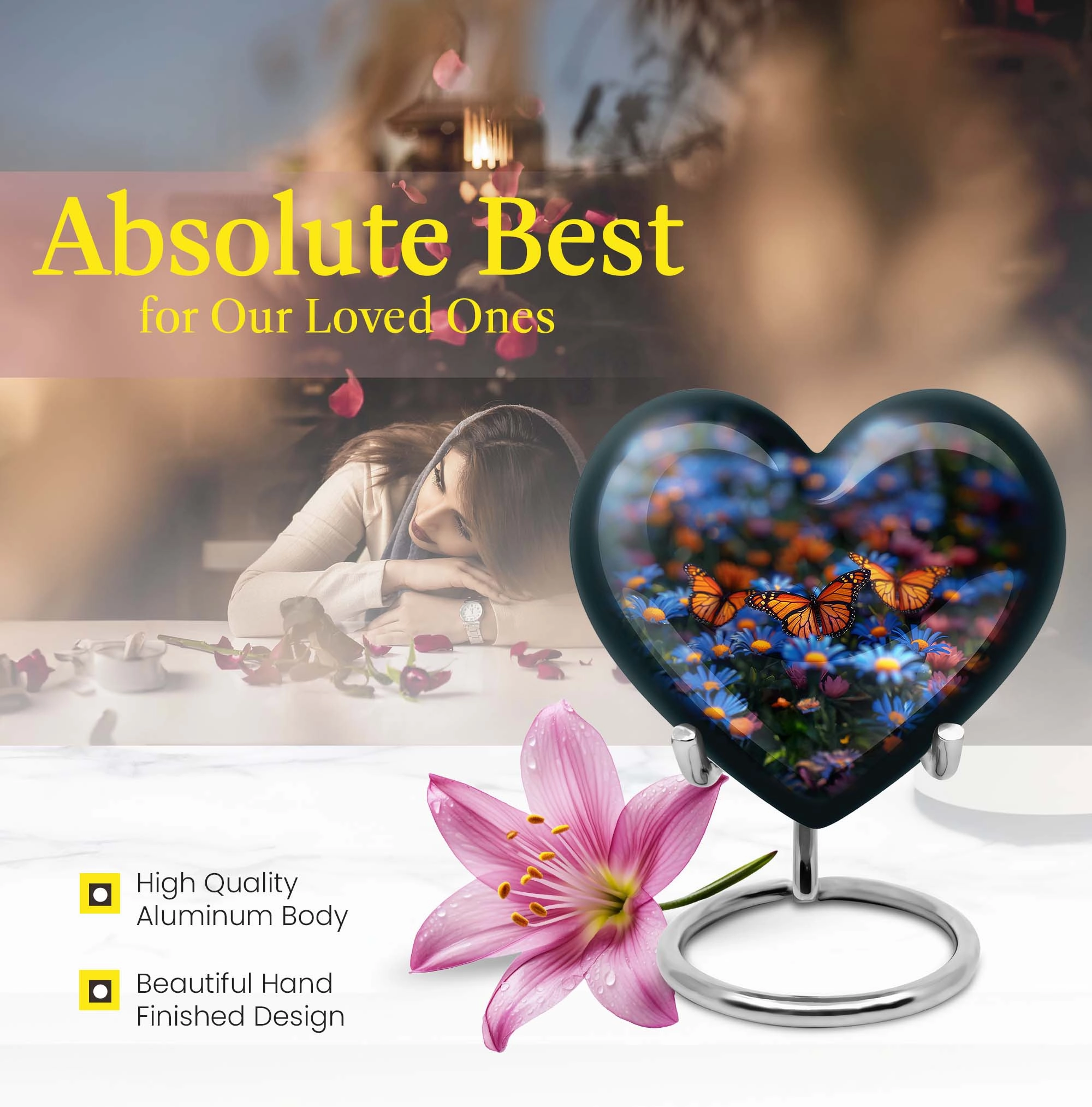 Gentle Wings- Eternity's Embrace Butterfly Memorial Urn