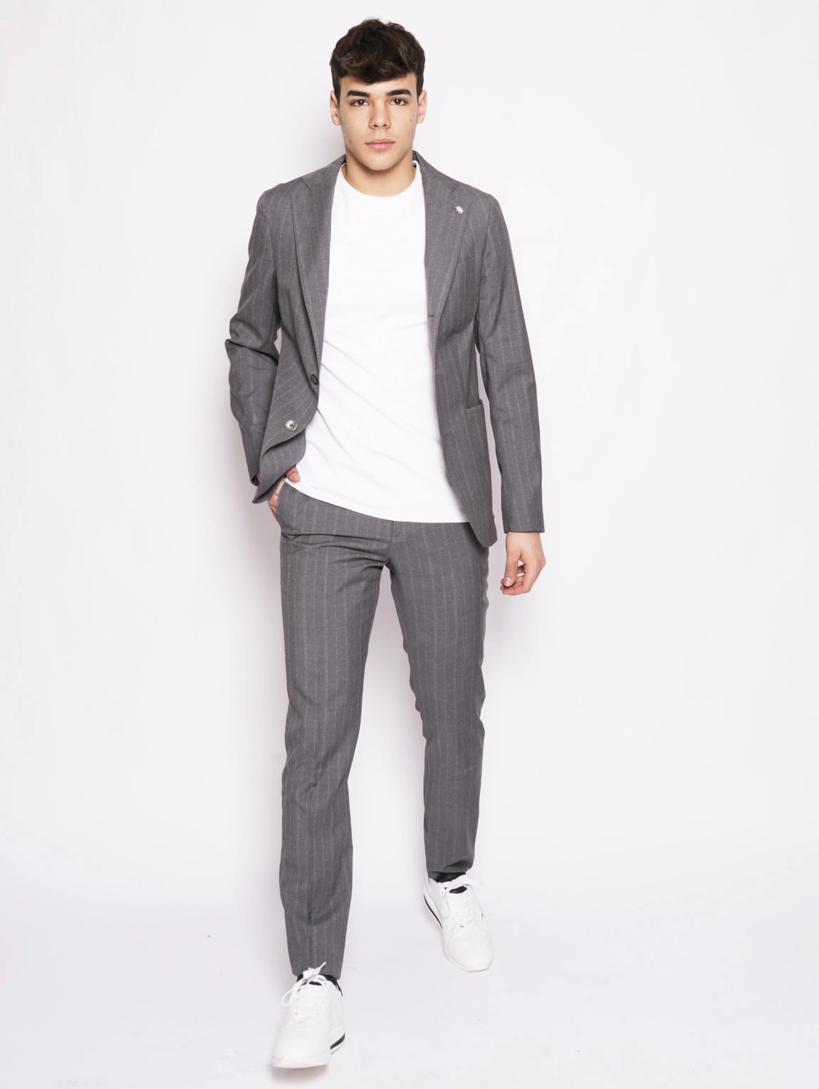 Gray pinstripe cloud suit