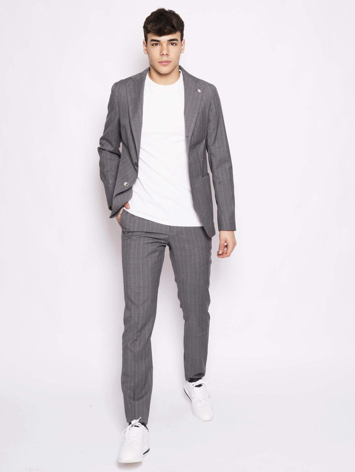 Gray pinstripe cloud suit