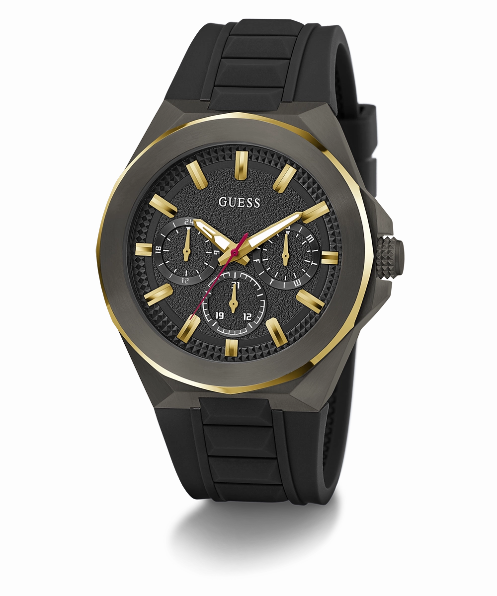 GUESS Mens Black 2-Tone Multi-function Watch