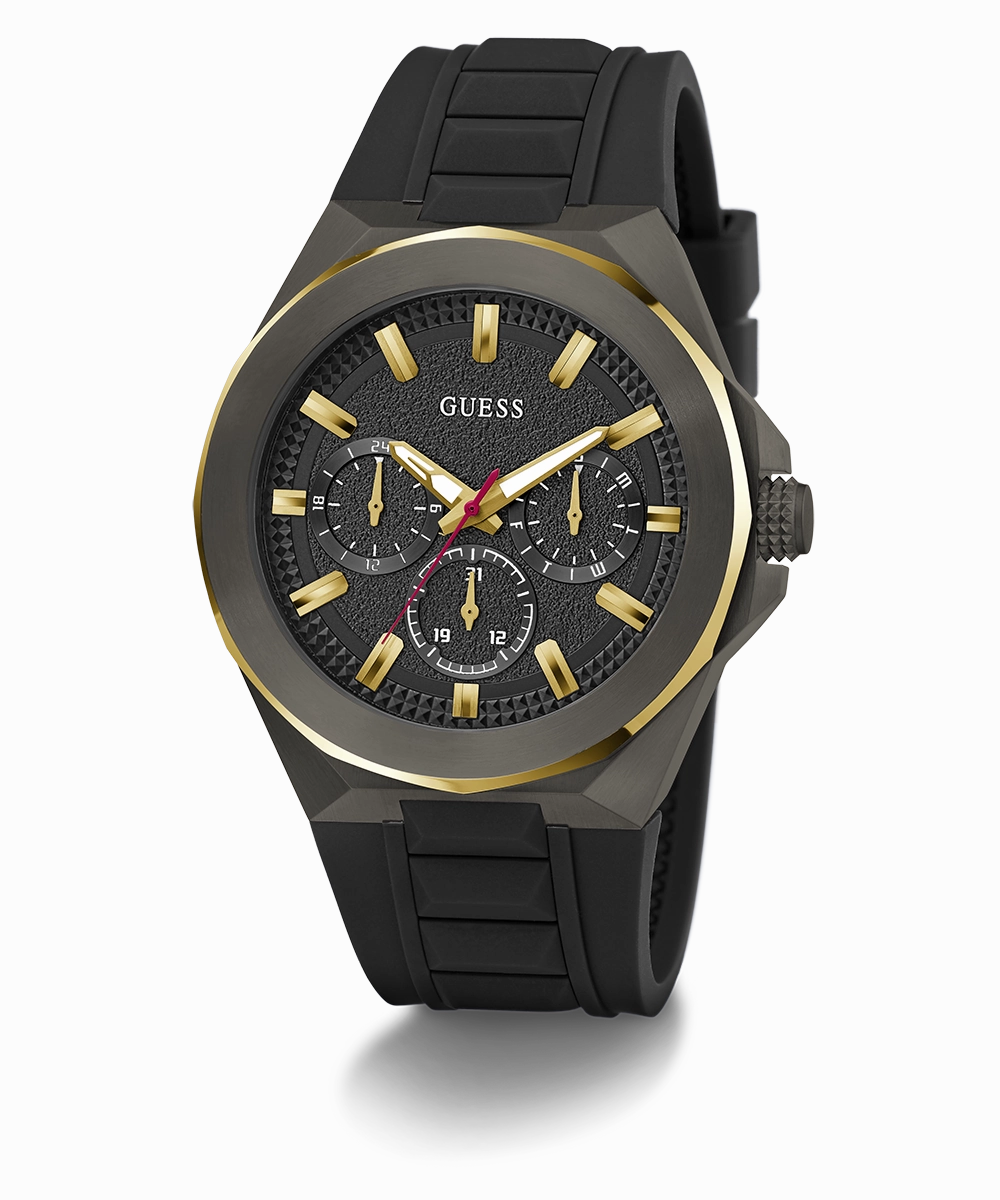 GUESS Mens Black 2-Tone Multi-function Watch