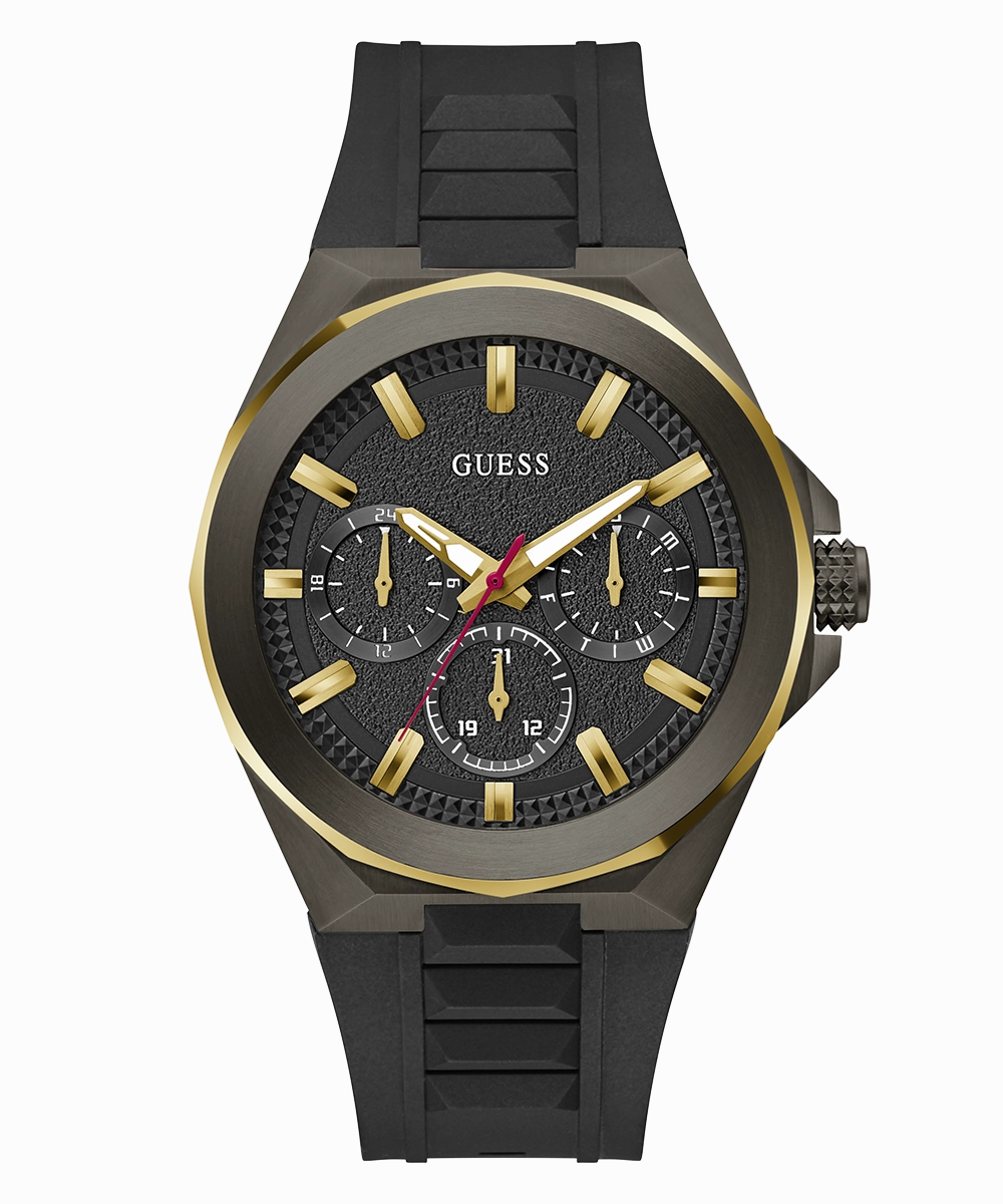 GUESS Mens Black 2-Tone Multi-function Watch